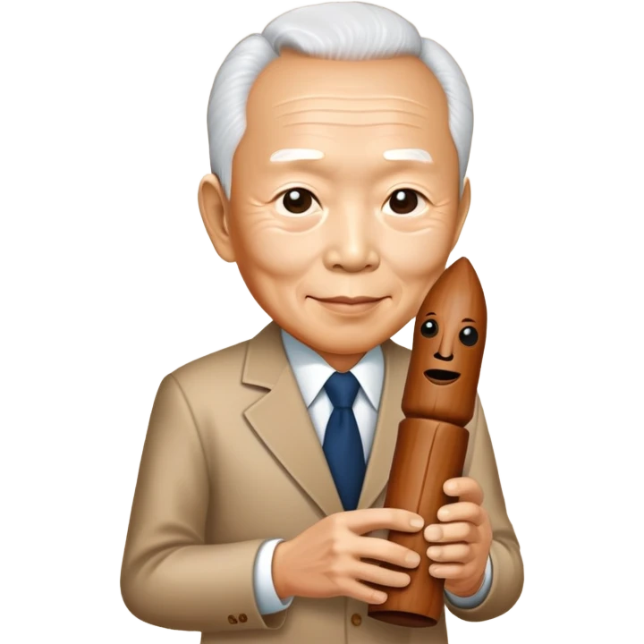 lee kuan yew holding a phallic totem emoji