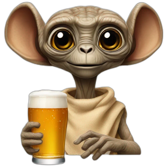 E.T. avec une bière emoji