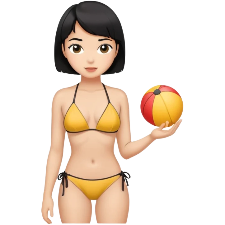 A girl with short black hair in a bikini emoji