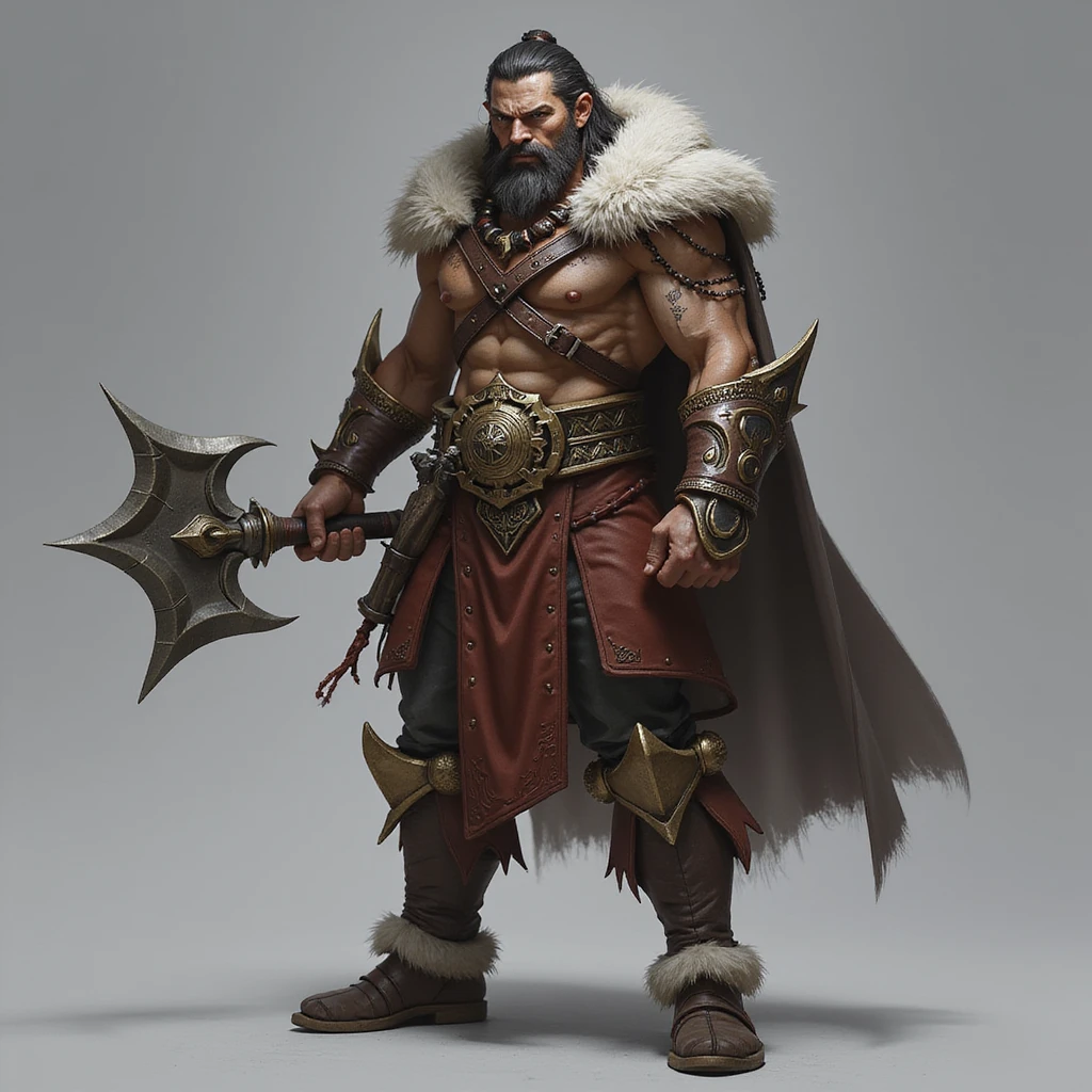realistic fantasy style full body fierce League of Legends warrior with a weapon, face clearly visible emoji