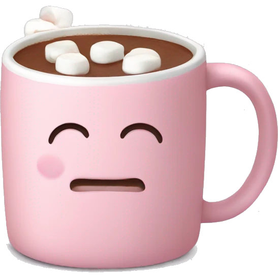Light Pink mug of hot chocolate with marshmallows  emoji