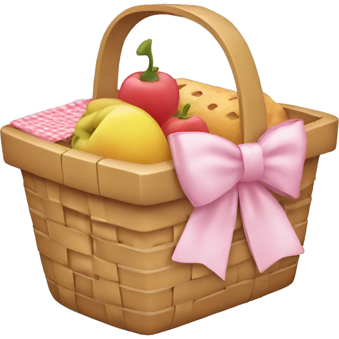 Picnic  basket in light pink bow emoji