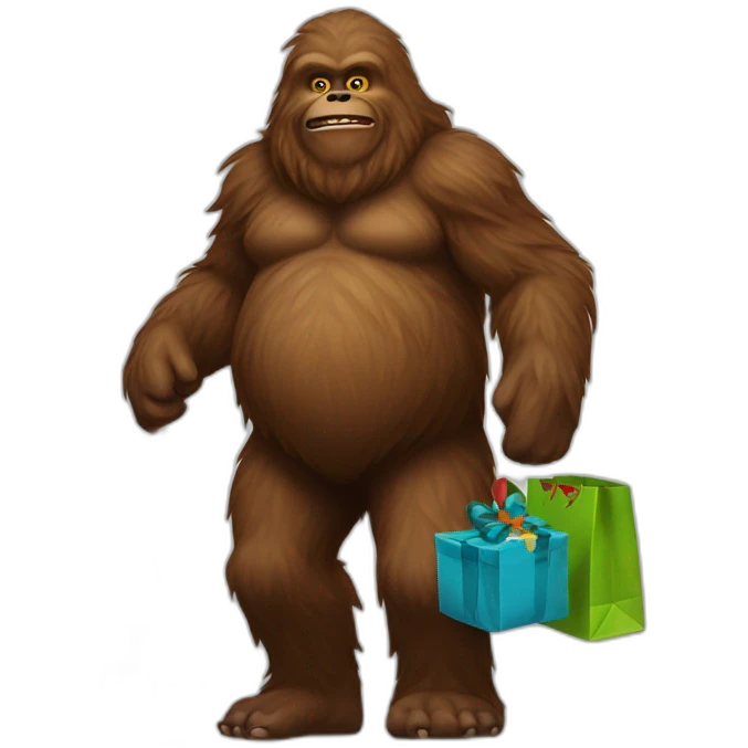 Sasquatch with bags of presents  emoji