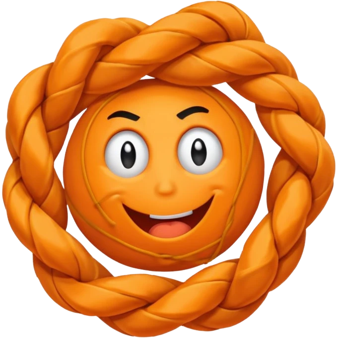 can i have an image of an orange Knotted rope feeling frustrated emoji
