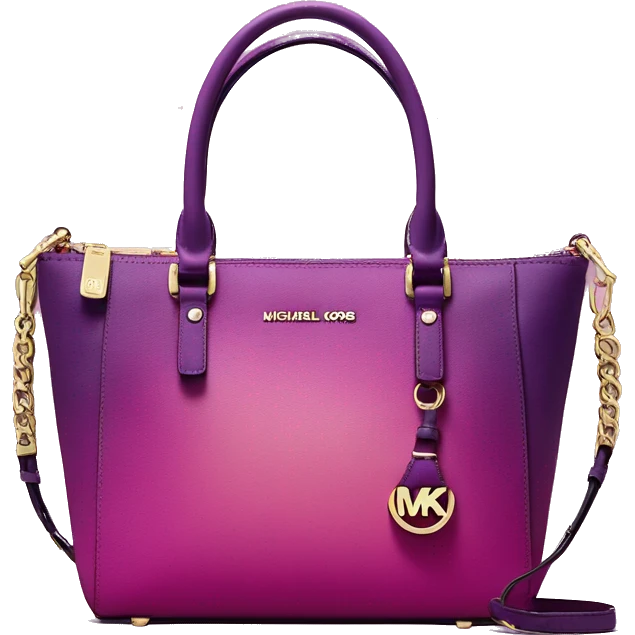 Realistic isolated magenta to purple ombre Michael kors satchel purse without a strap. emoji