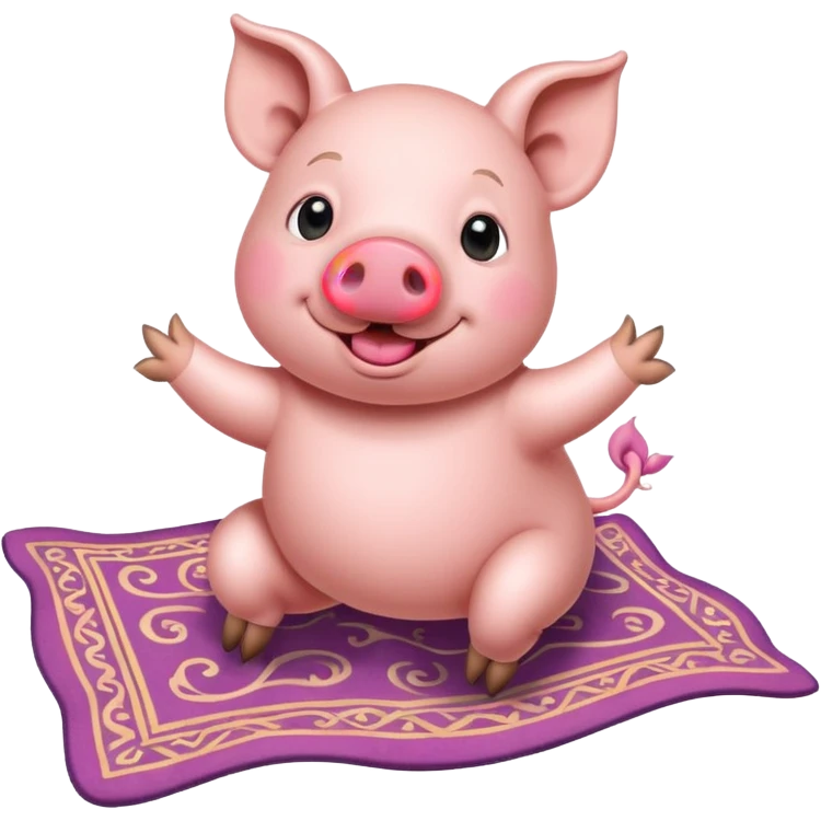 Pig on flying carpet emoji