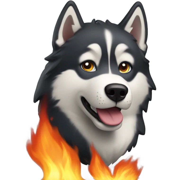 Husky at a dumpster fire emoji