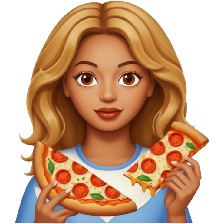 Beyoncé eating a pizza emoji