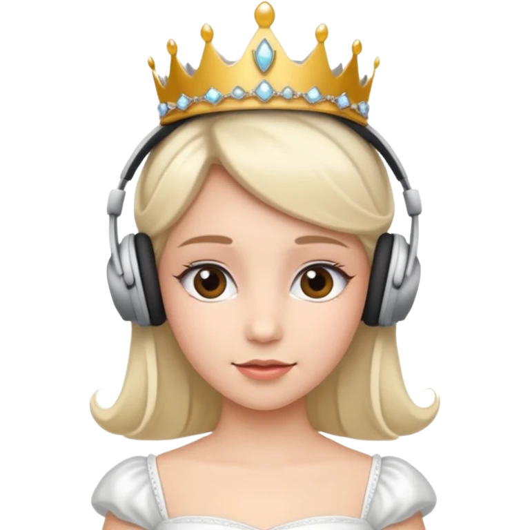 princess with headphones tiara and white dress emoji