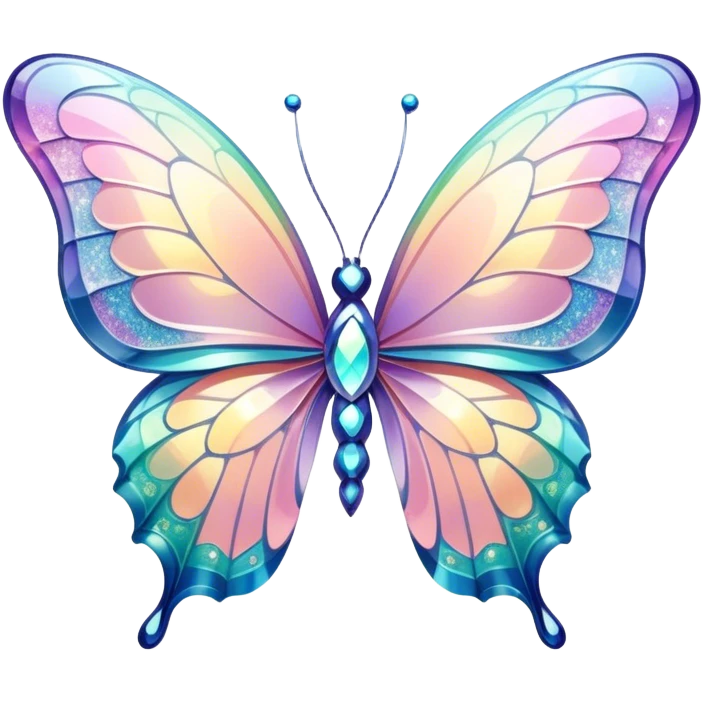 Melting Pastel sparkly glittery shiny iridescent glass crystal butterfly emoji
