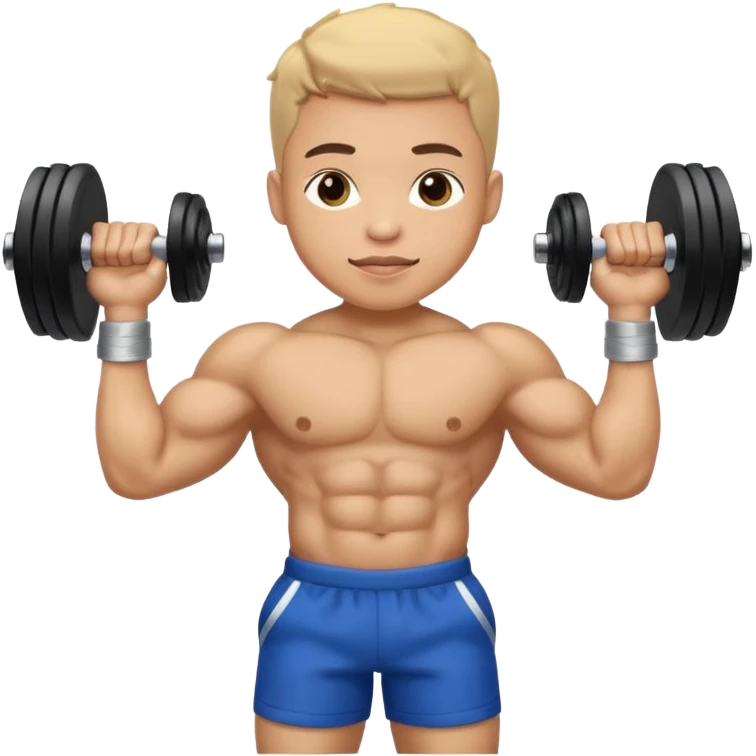 light skin student with school bag on back and dumbell in hand emoji