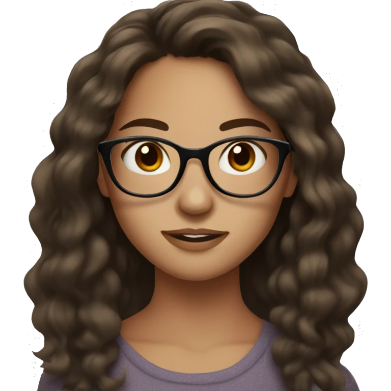 brunette girl with brown eyes glasses and freckles emoji