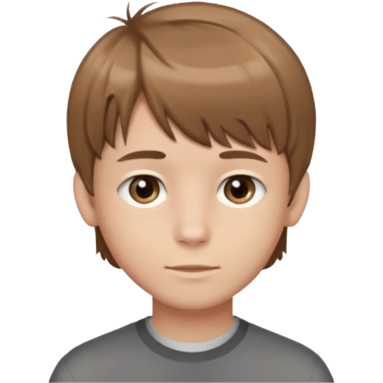 Crie um emoji de um menino com o cabelo castanho claro com uma franja e o corte low fade zumbi emoji