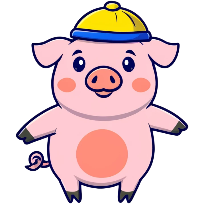 pig body with President Zelensky's face wearing a yellow and blue hat emoji