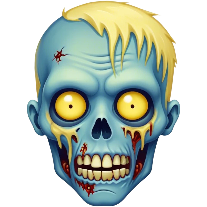 Blue and yellow zombie emoji