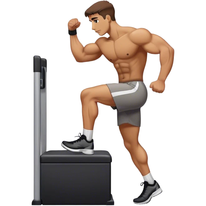 buff man step onto plyo-box side-view emoji