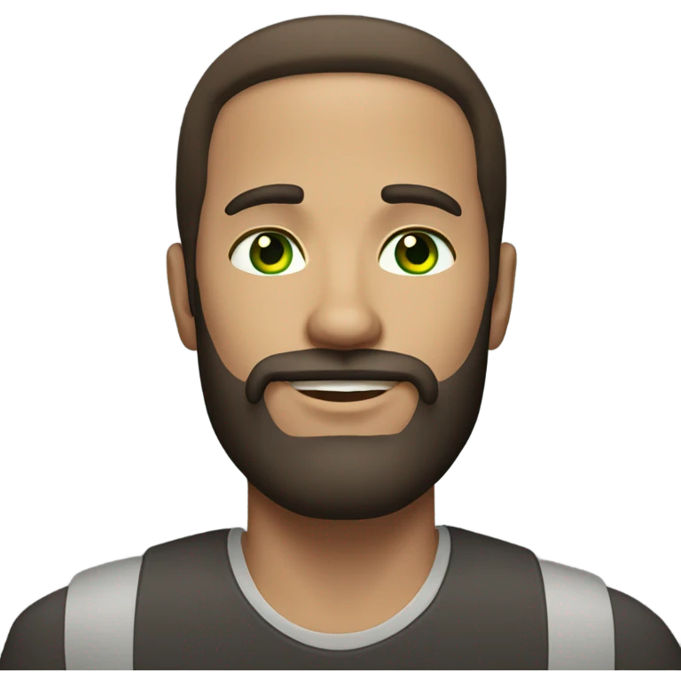 handsome brunette man with beard and green eyes light skin emoji