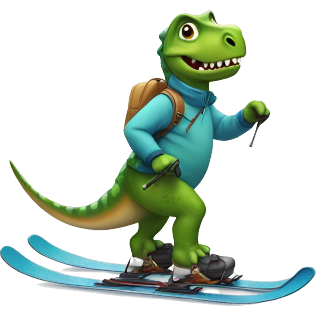 Dinosaur on skis emoji