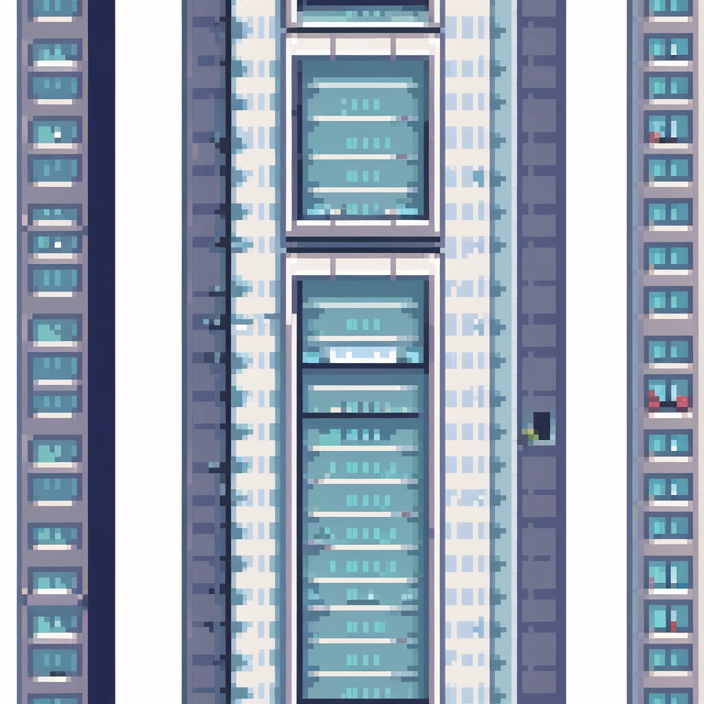 simple iconic skyscraper building with windows, icon-like emoji