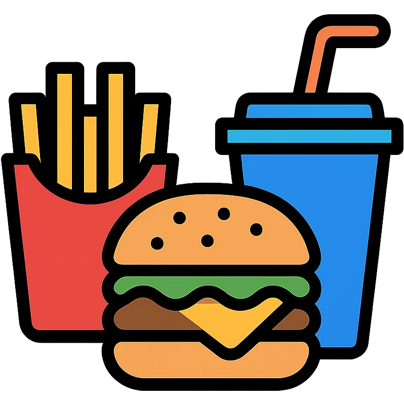 burger meal set with fries and drink emoji