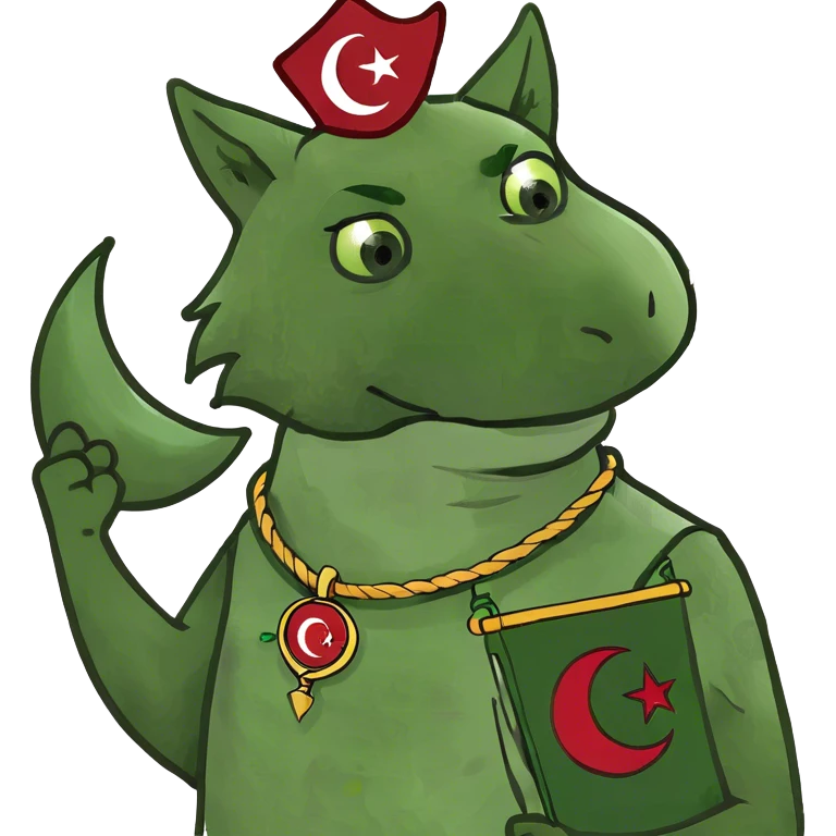 Create a wolf has  Türkish flag in his hand and ready for ramazan emoji