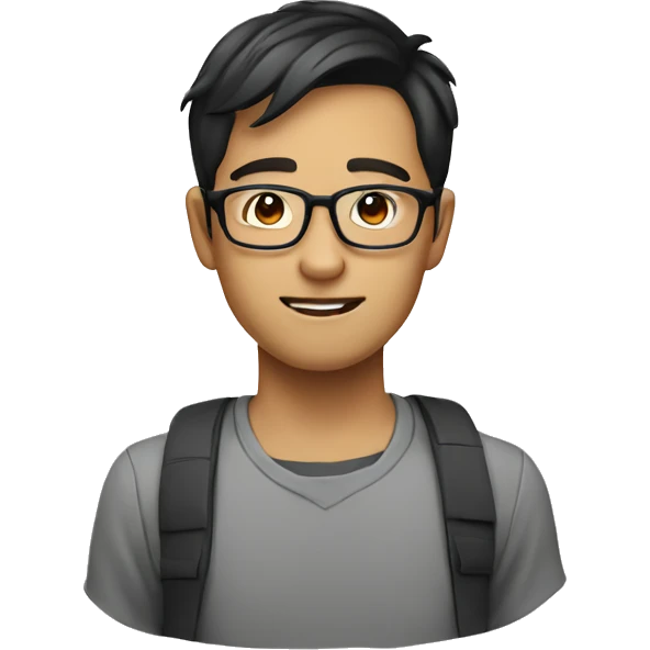 Asian male with glasses nerd emoji