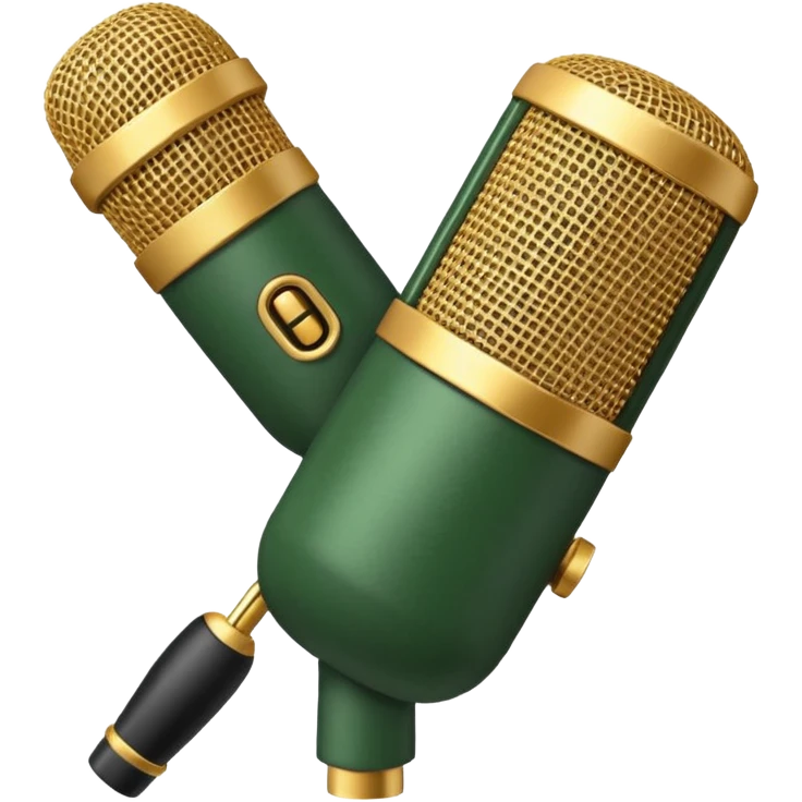 A dark green radio microphone positioned upright with coconut color inserts (beige or light beige, warm tone) in emoji style. emoji