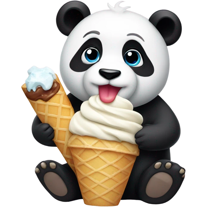 Panda eating ice cream emoji
