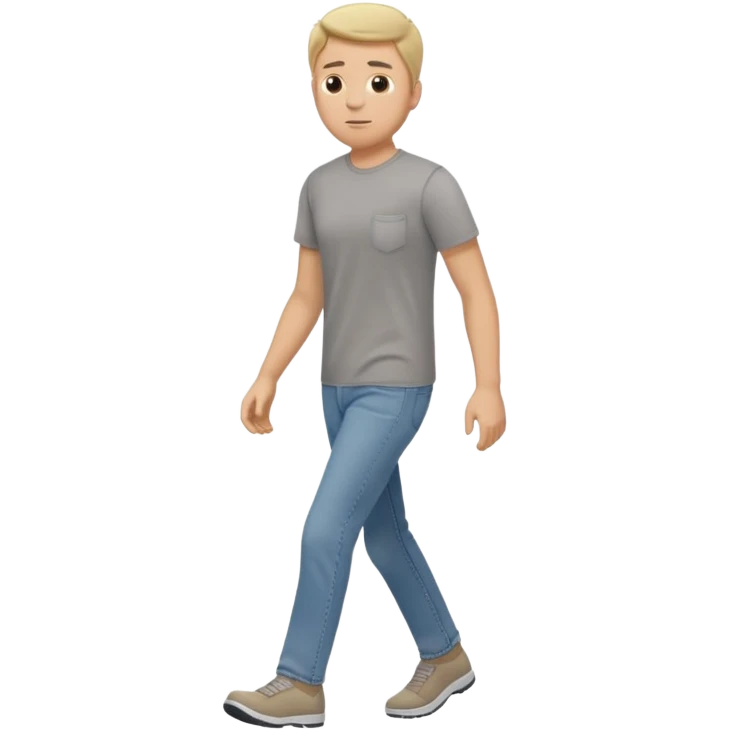 White male walking to the left full body in jeans and grey t-shirt emoji