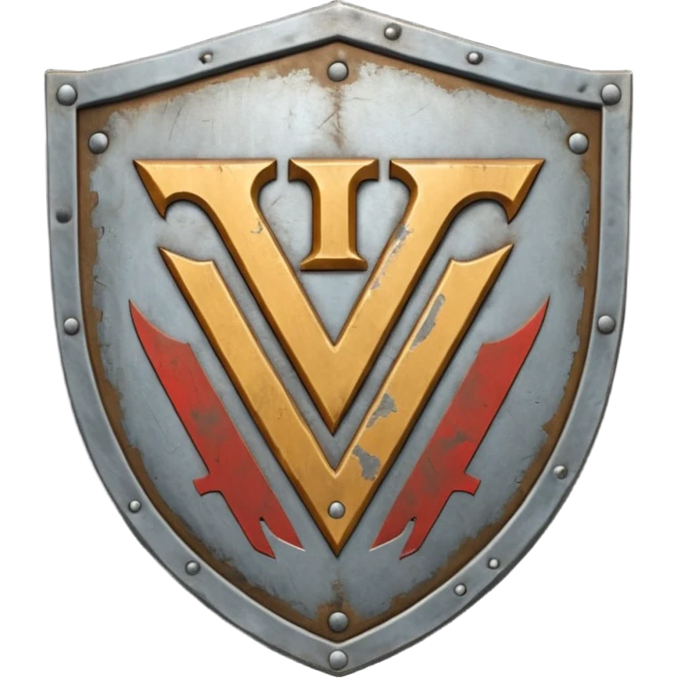 a battle worn steel shield with engraved roman numerals for 30, the roman numerals should be prominante and in the center of the shield emoji