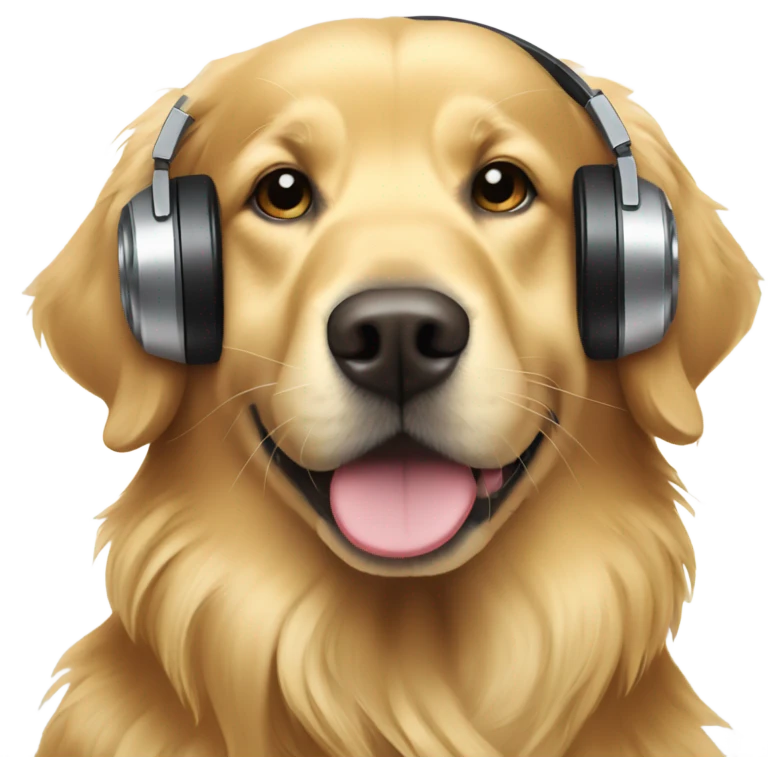 Golden retriever as a DJ emoji