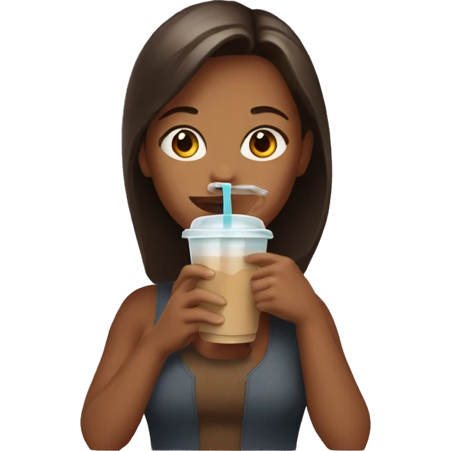 Girl drinking a cup of iced coffee emoji