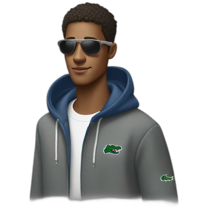 Guy using lacoste hoodie and oakley juliet emoji
