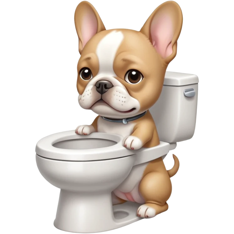 French bull dog using a toilet emoji