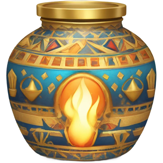 flame on jar egypt gold white blue  emoji