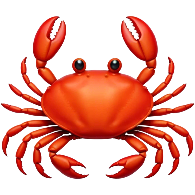 Cinematic Cute Red Crab Portrait Emoji, Head tilted playfully and inquisitively, featuring a compact, vibrant scarlet carapace with adorably small, expressive eyes and gentle, rounded pincers, Simplified yet irresistibly adorable features, highly detailed, glowing with a warm, friendly oceanic glow, high shine, affectionate and lively, stylized with a touch of seaside whimsy, soft glowing outline, capturing the essence of a mischievous yet loving red crab that seems as if it could pinch its way out of the screen into your arms! emoji