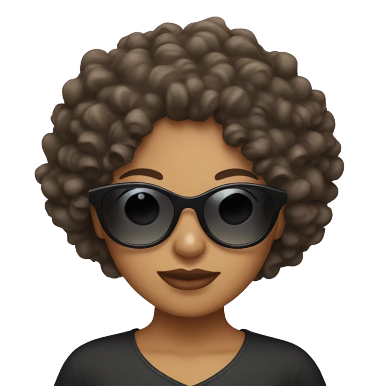 Curly haired girl with sunglasses emoji