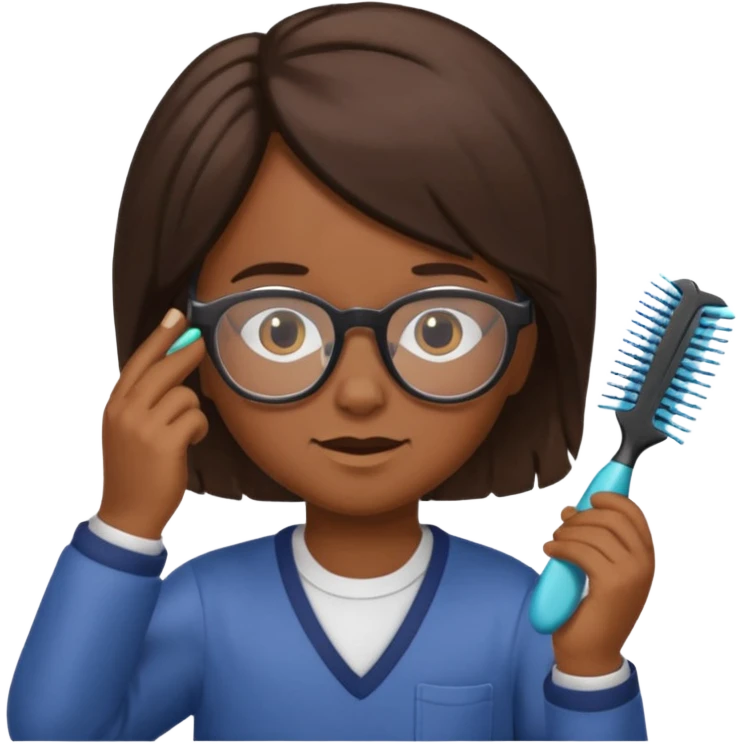 Kid with comb hair and glasses brown hair  emoji