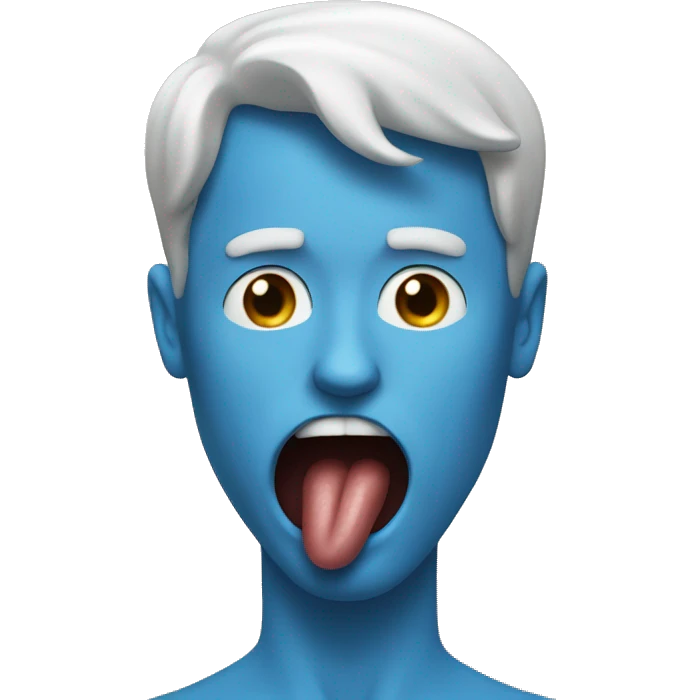 the tongue inside the man's mouth is blue  emoji