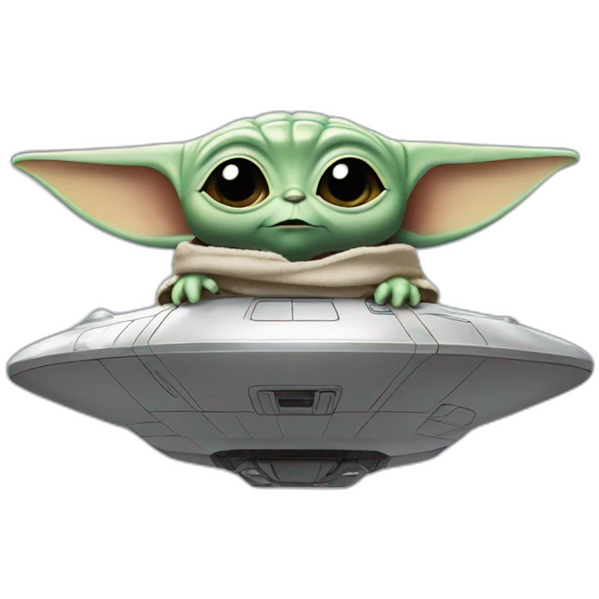 BABY YODA FLYING IN A SPACESHIP emoji
