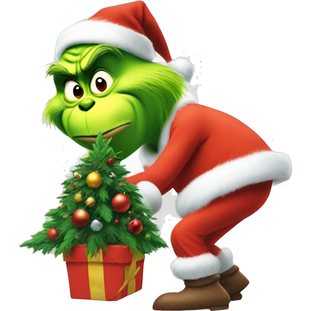 The grinch stealing a christmas tree emoji