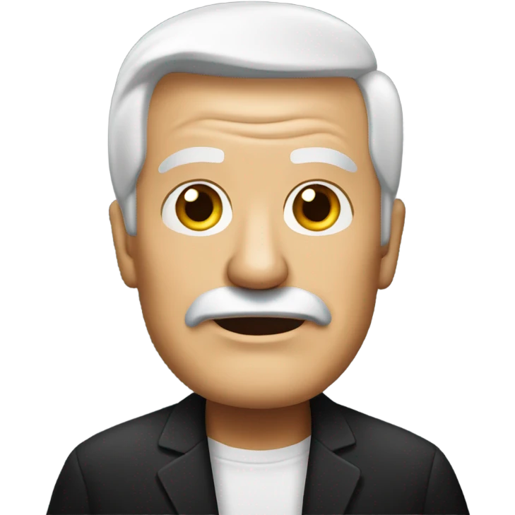 old man in black shirt with Trump hairstyle emoji