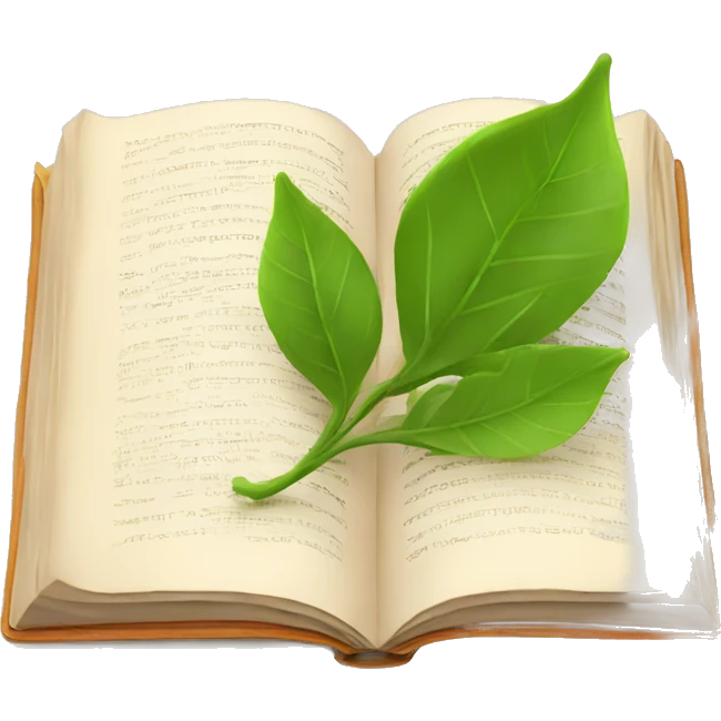 Open book with leaves emoji