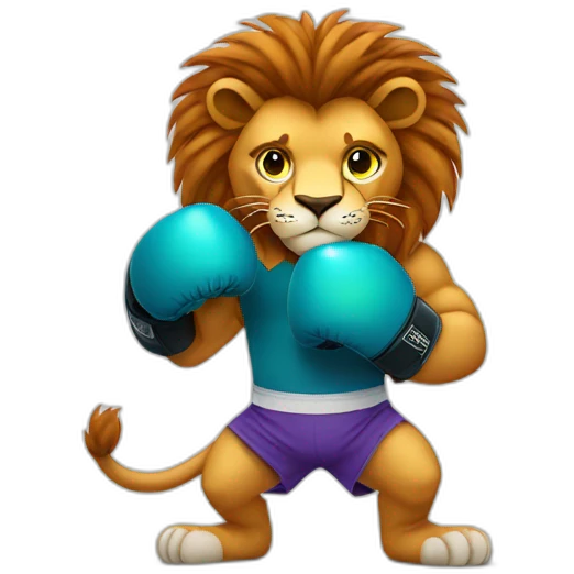 lion wearing boxing gloves emoji