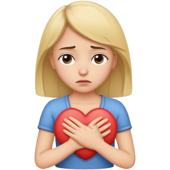 Sad girl holding her chest  emoji