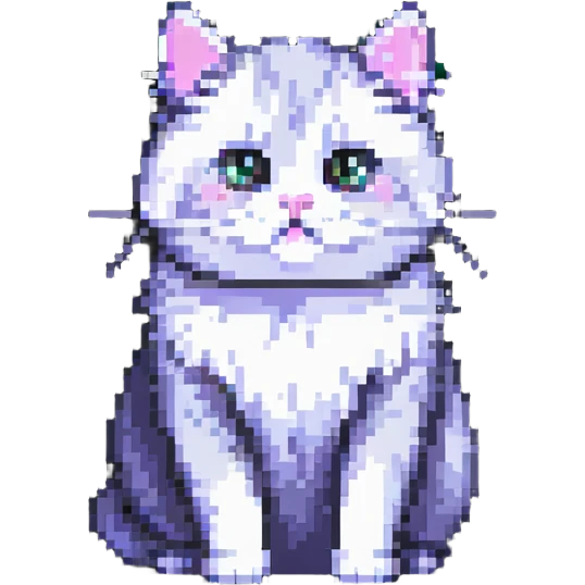 cute fluffy cat pixel art emoji