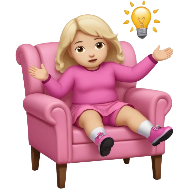 Little Girl fat but not too fat falling off chair with pink clothes on emoji