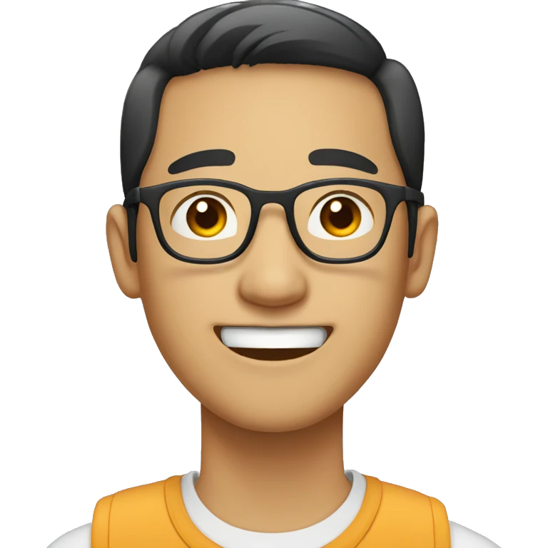Asian male wearing glasses and braces emoji