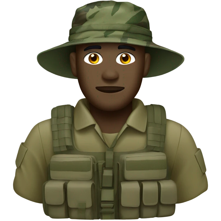 white recon marine in camouflage jungle fatigues with bush hat emoji