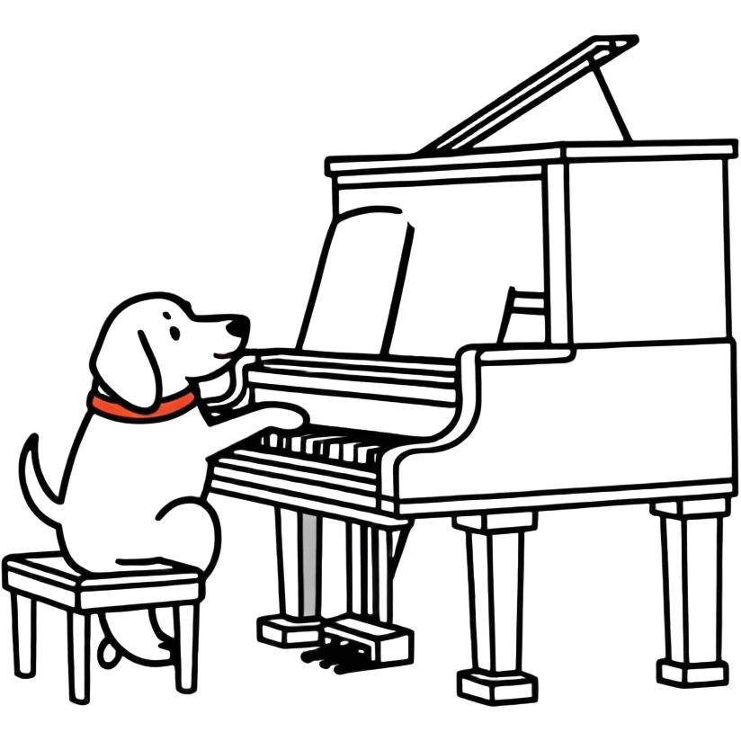 Dog playing piano emoji